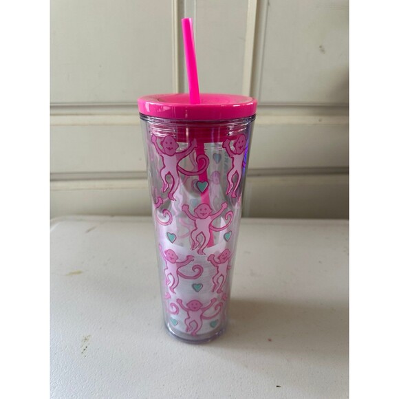 NWT Starbucks X Roller Rabbit Collab Lovely Monkey Plastic Cold Cup Tumbler 24oz - Picture 2 of 5
